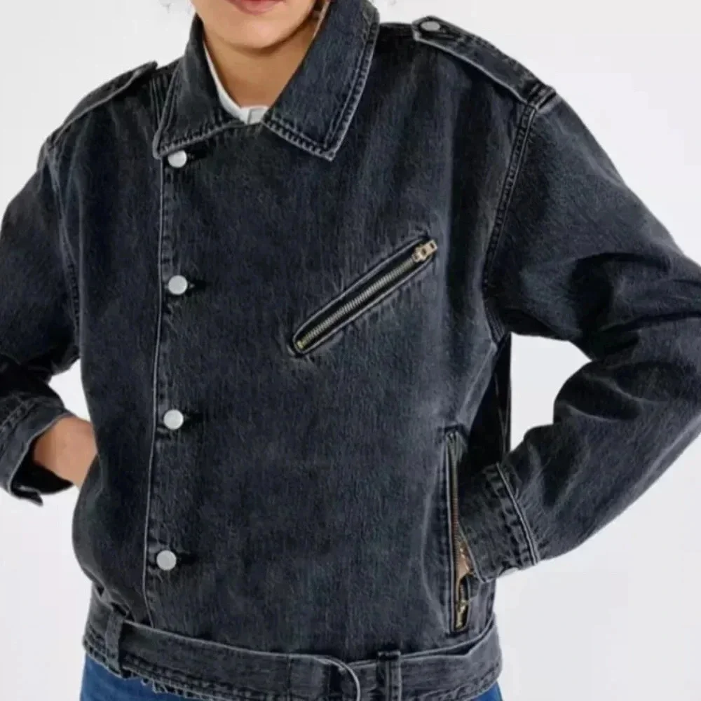 ETICA Malloy Moto Jacket in Black Ice Size Medium NWT New Revolve